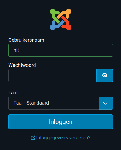 Het inlogscherm van de website