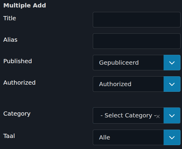 Multiple Add - invoer Category