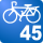 Afstand per fiets is 45 km 